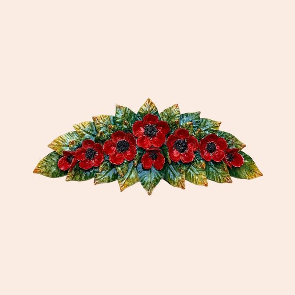 FA407B-70FG - Wall and topdoor decoration with poppies cm 70 x 25